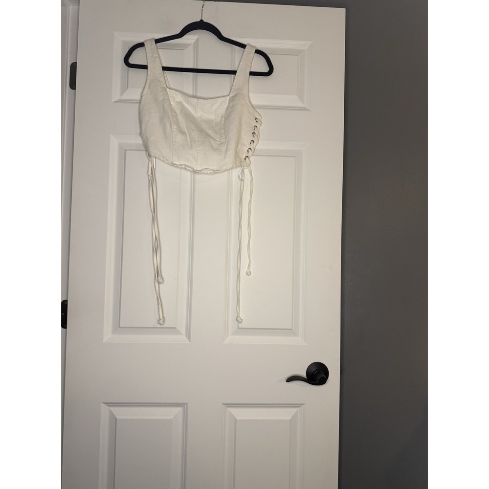Altar'd State Corset Top Tie Up Sides Off White Medium Nwt $62